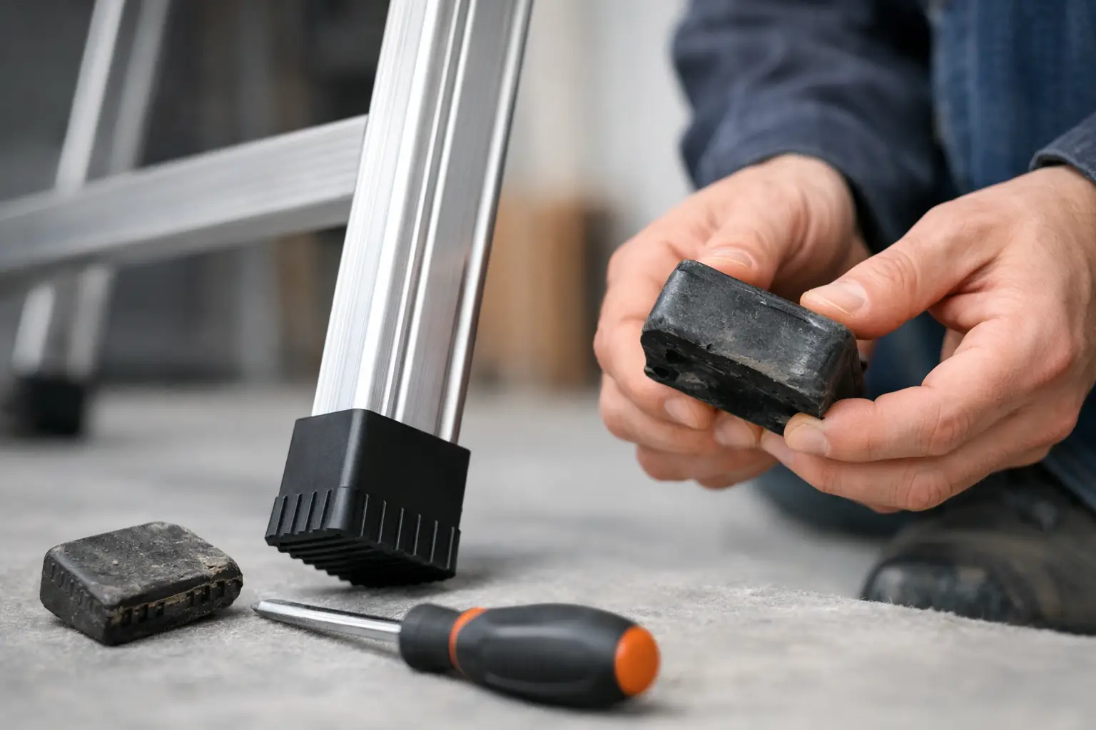 Laddervoet vervangen bij aluminium ladder