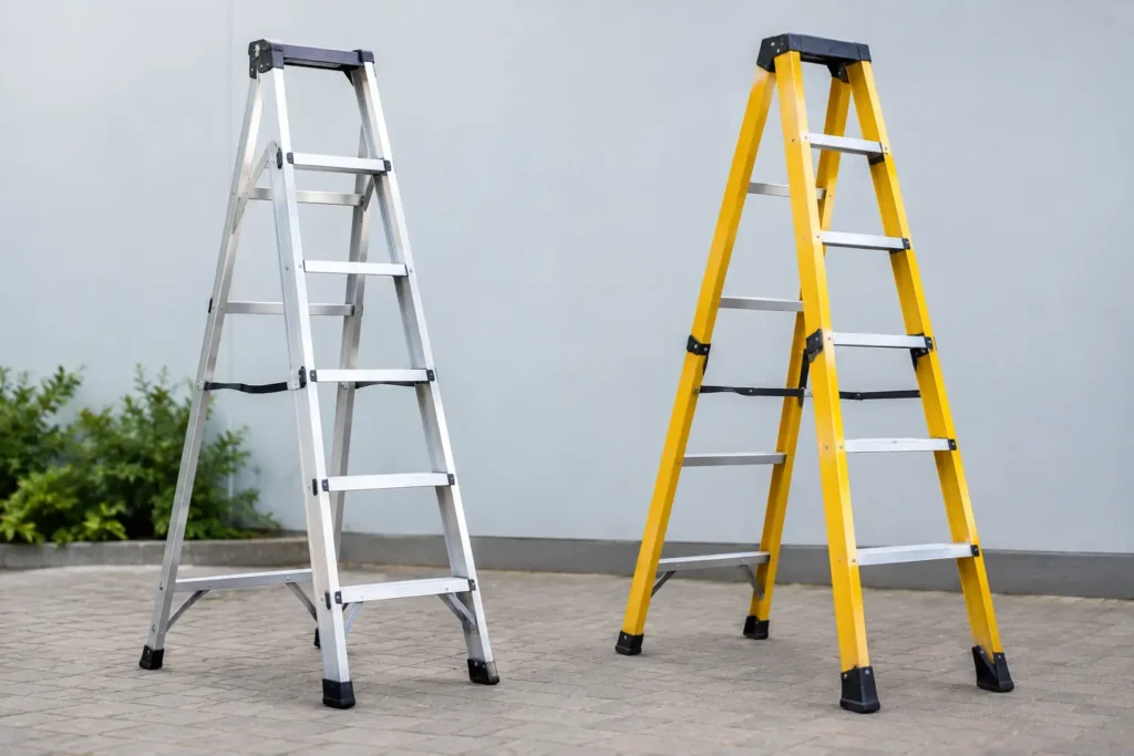 Aluminium ladder versus glasvezelladder